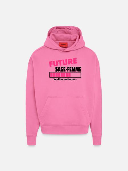 future sage-femme - Sweat à capuche bio épais oversize fabriqué en UE - AURA PINK