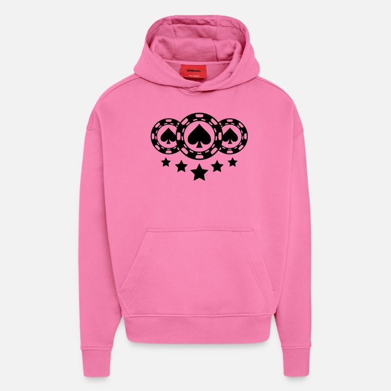 poker_chips_design_c1 - Sweat à capuche bio épais oversize fabriqué en UE - AURA PINK