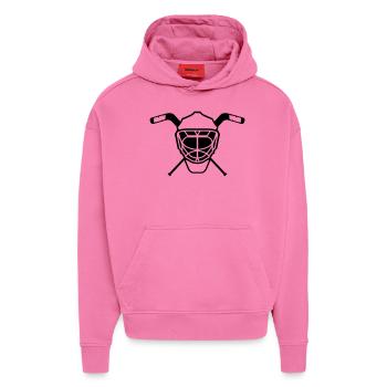 Hockey Maske 3 neutral einfarbig - Hoodie- made by SPREAD  - AURA PINK - Vorne - Dylan (187cm)