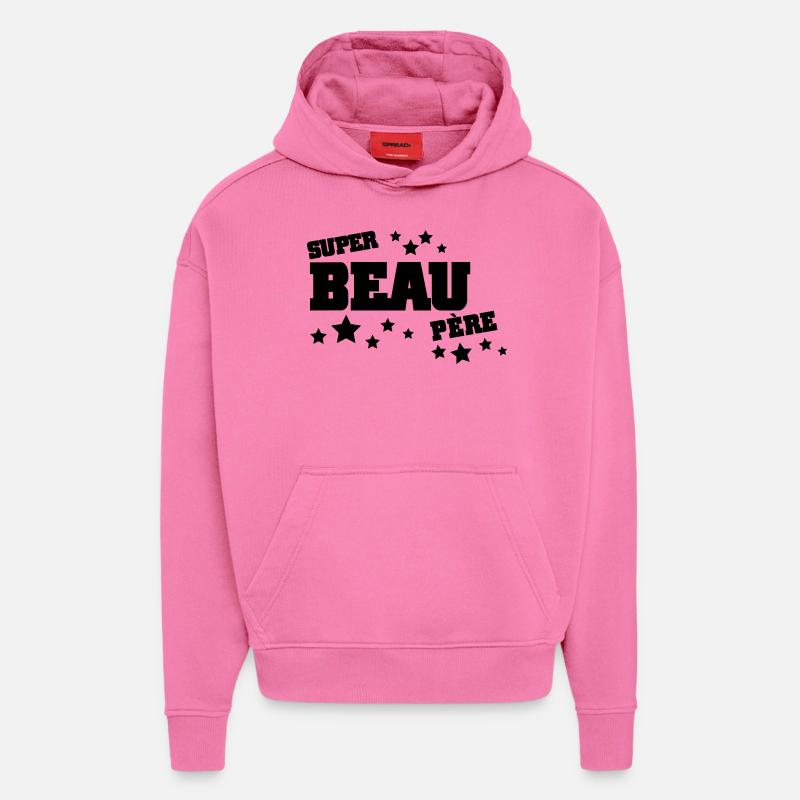 super beau père (v.2) - Sweat à capuche bio épais oversize fabriqué en UE - AURA PINK