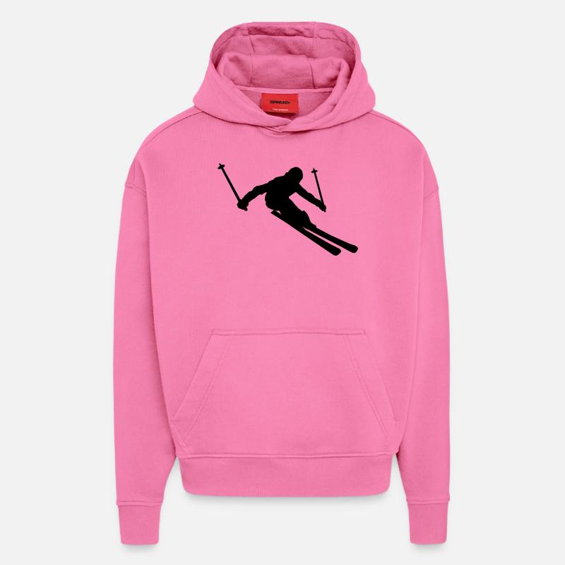 ski_fahrer__f1 - Sweat à capuche bio épais oversize fabriqué en UE - AURA PINK
