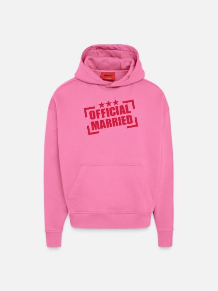 Official Married - Sweat à capuche bio épais oversize fabriqué en UE - AURA PINK