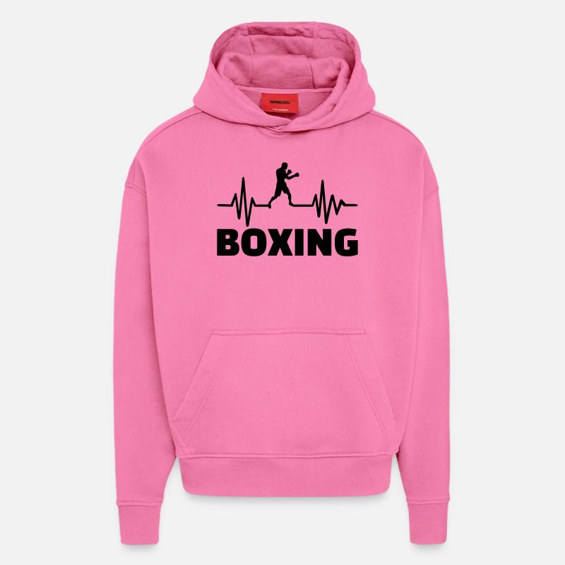 Boxe - Sweat à capuche bio épais oversize fabriqué en UE - AURA PINK
