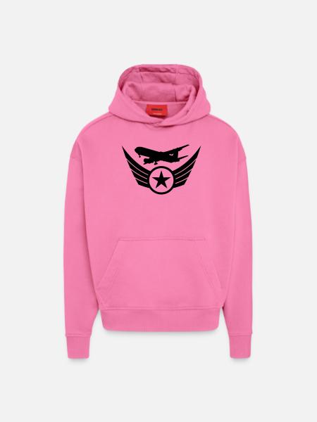 flyvinge logo design stjerne stjerne piloter våben - Heavyweight oversized organic hoodie made in EU - AURA PINK