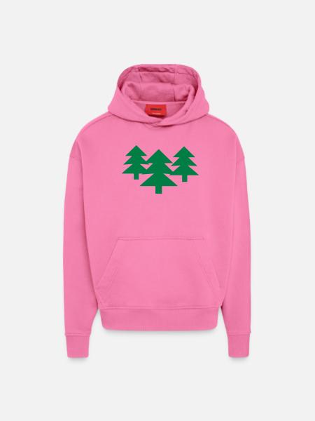 forêt - Sweat à capuche bio épais oversize fabriqué en UE - AURA PINK