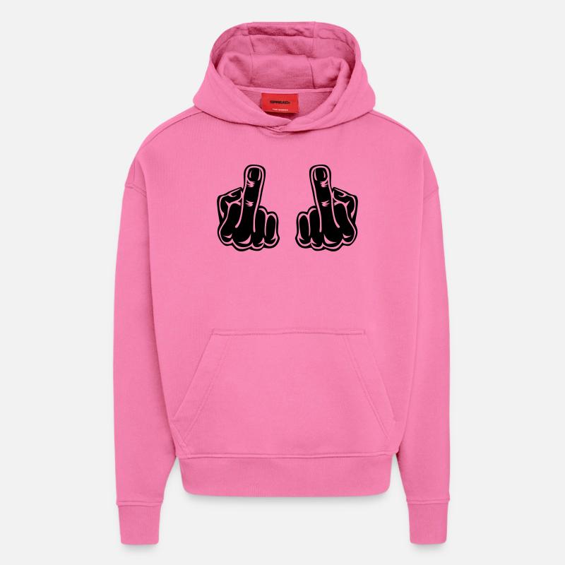Stinking finger double hands - Hoodie- made by SPREAD  - AURA PINK
