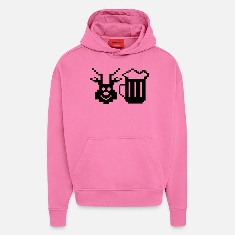 beer deer pixel - Hoodie- made by SPREAD  - AURA PINK
