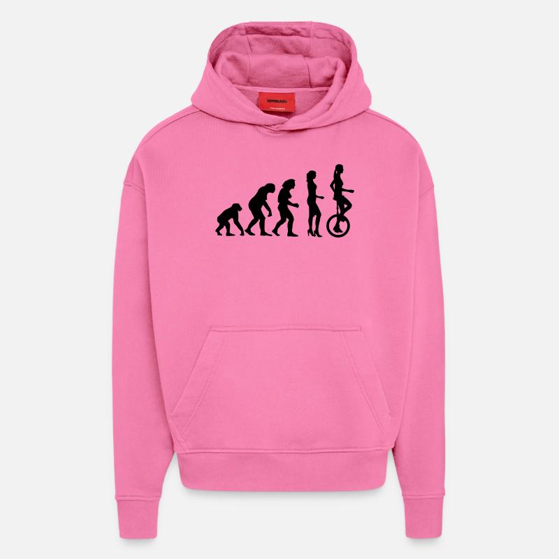 evolution_einradfahrerin_1c - Hoodie- made by SPREAD  - AURA PINK