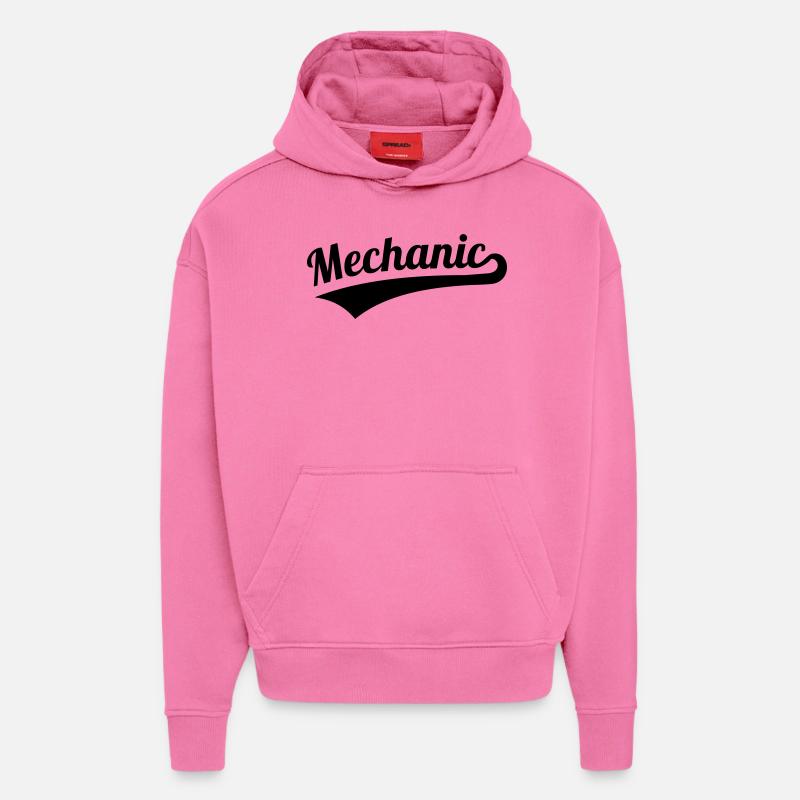 Mécanicien - Sweat à capuche bio épais oversize fabriqué en UE - AURA PINK