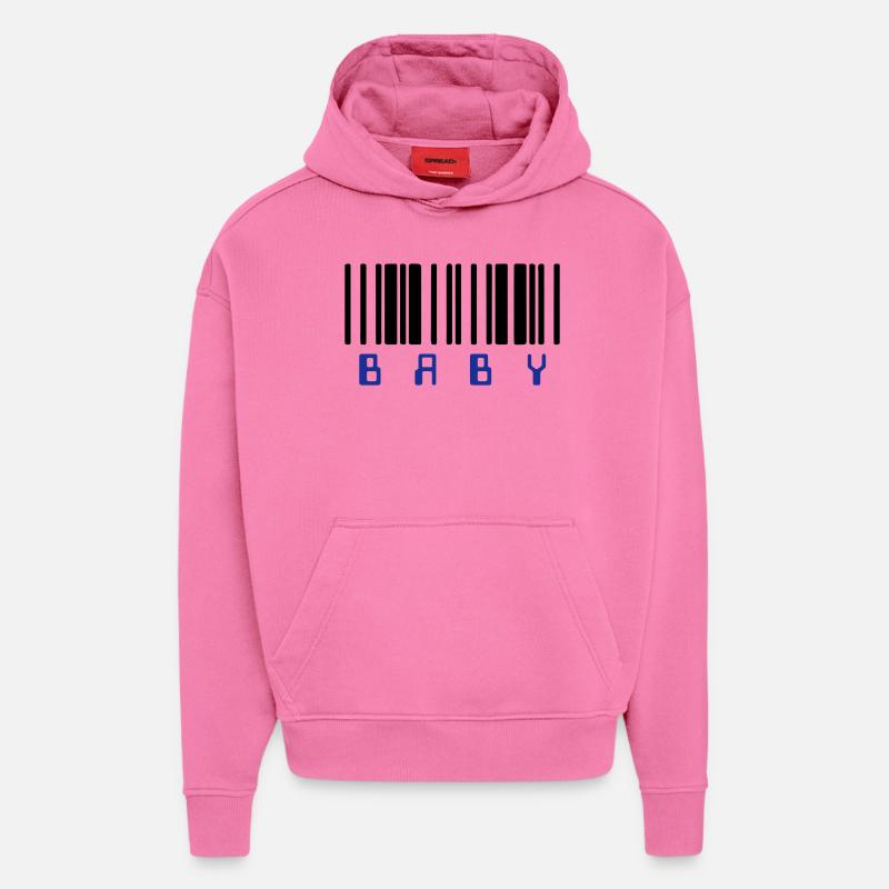 Code à Barres Bébé - Sweat à capuche bio épais oversize fabriqué en UE - AURA PINK