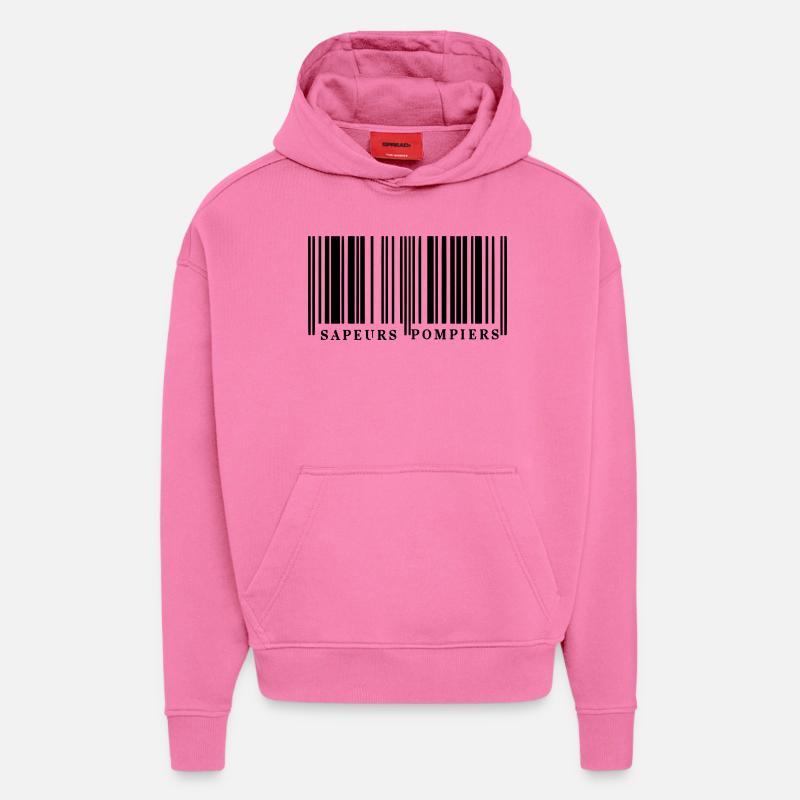 Code Barre SP1 - Sweat à capuche bio épais oversize fabriqué en UE - AURA PINK