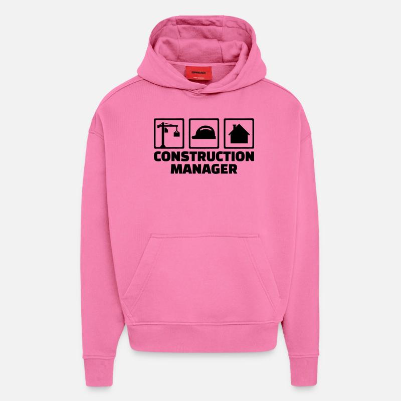 Construction manager - Sweat à capuche bio épais oversize fabriqué en UE - AURA PINK