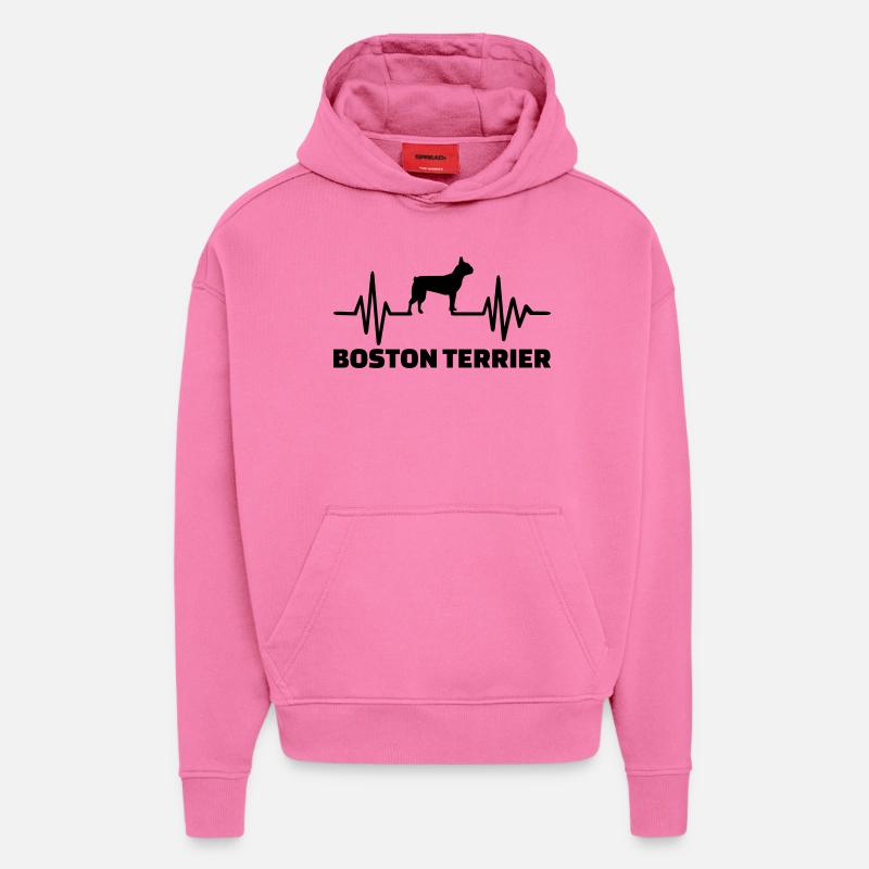 Boston Terrier - Sweat à capuche bio épais oversize fabriqué en UE - AURA PINK
