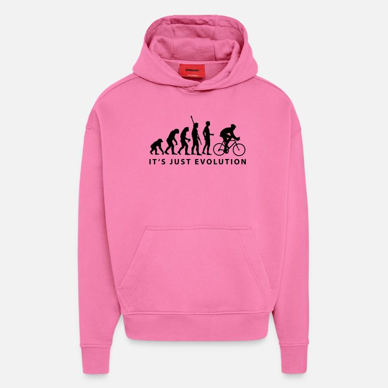 evolution_radfahrer_b - Sweat à capuche bio épais oversize fabriqué en UE - AURA PINK