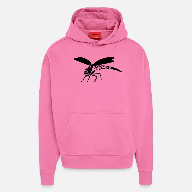 libellule - Sweat à capuche bio épais oversize fabriqué en UE - AURA PINK