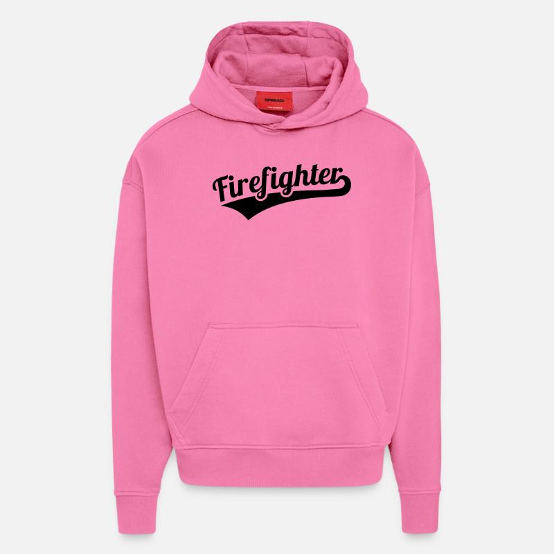 Pompiers - Sweat à capuche bio épais oversize fabriqué en UE - AURA PINK