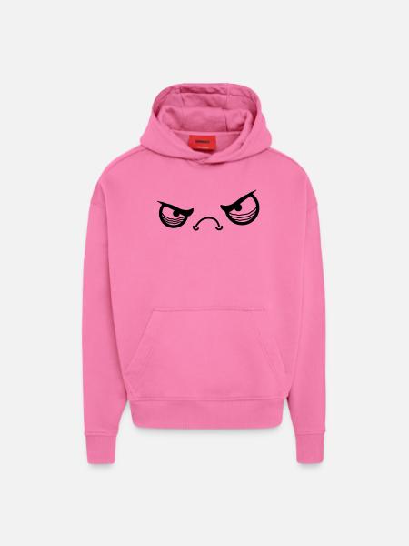 Angry Face - Sweat à capuche bio épais oversize fabriqué en UE - AURA PINK