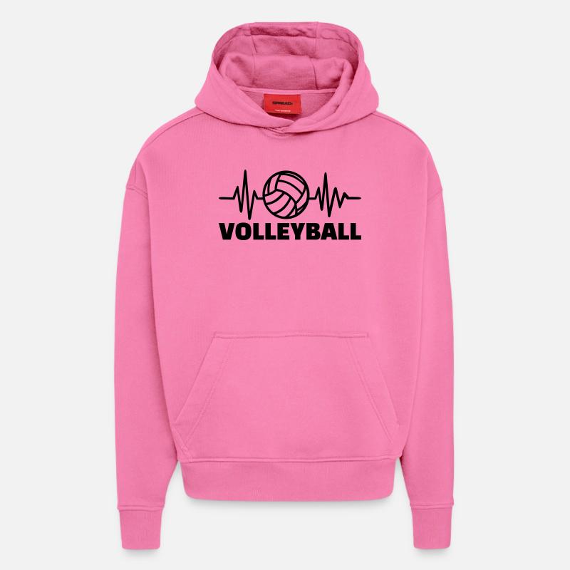 Volley-ball - Sweat à capuche bio épais oversize fabriqué en UE - AURA PINK