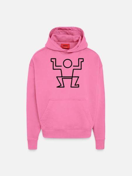 Homme - musculation - Sweat à capuche bio épais oversize fabriqué en UE - AURA PINK
