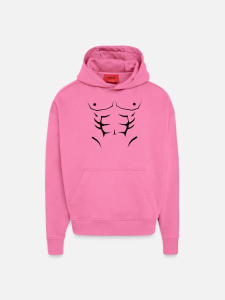 Faux abdos - Sweat à capuche bio épais oversize fabriqué en UE - AURA PINK