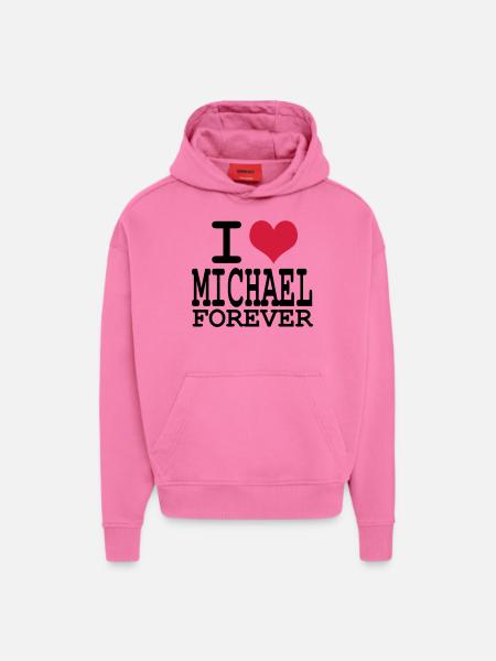 j'aime michael toujours - Sweat à capuche bio épais oversize fabriqué en UE - AURA PINK