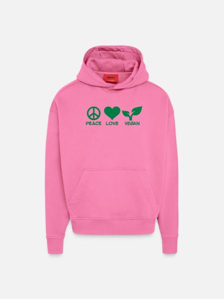 Peace love Vegan - Hoodie- made by SPREAD - AURA PINK