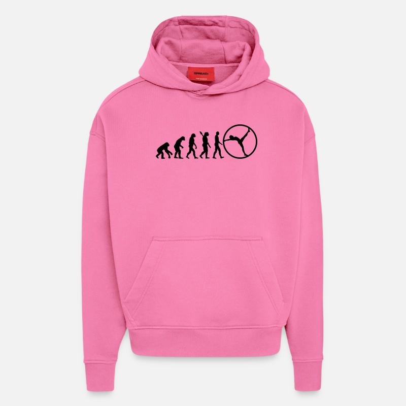 Evolution gymwheel - Sweat à capuche bio épais oversize fabriqué en UE - AURA PINK