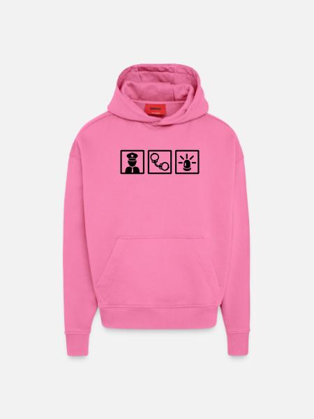Policier - Sweat à capuche bio épais oversize fabriqué en UE - AURA PINK