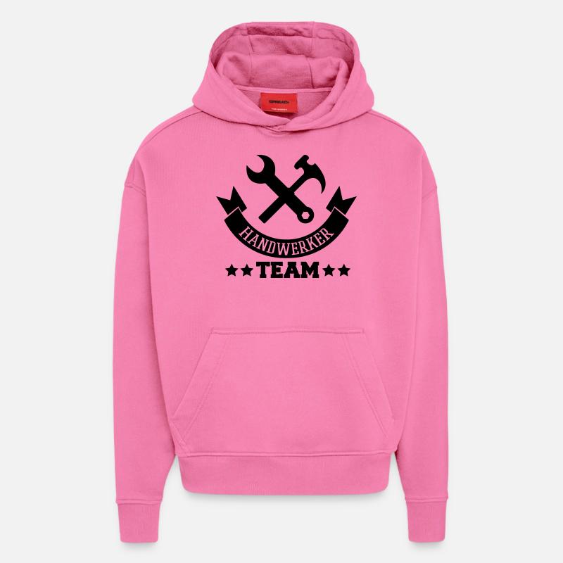 handwerker_team - Sweat à capuche bio épais oversize fabriqué en UE - AURA PINK