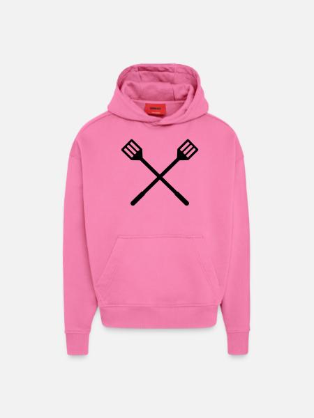 barbecue - Sweat à capuche bio épais oversize fabriqué en UE - AURA PINK