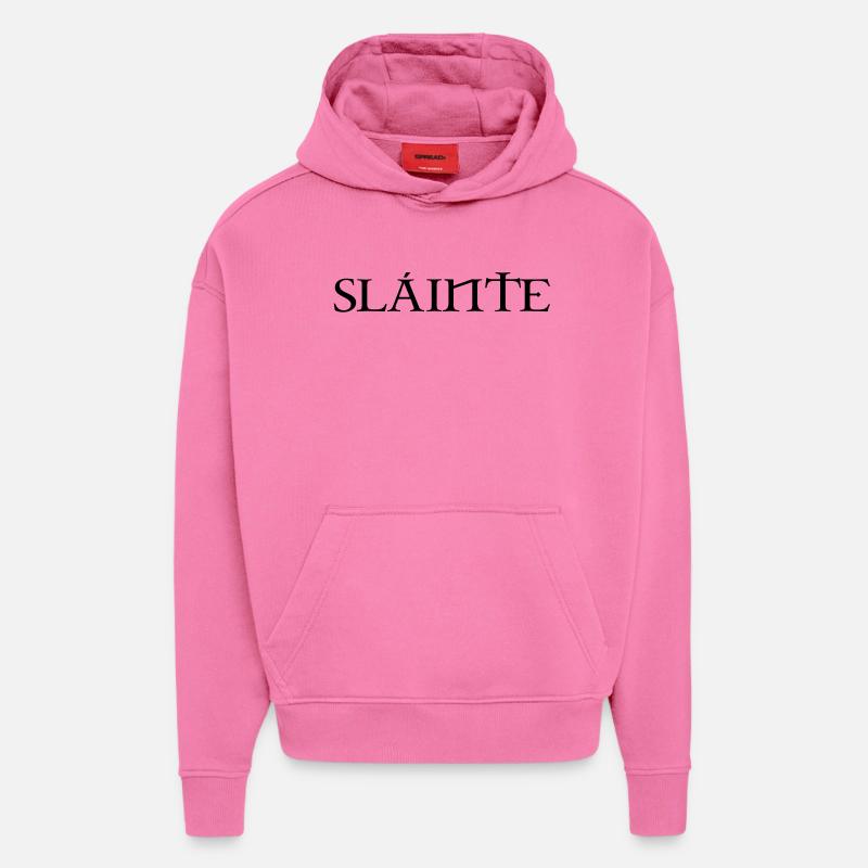 Slainte texte de - Sweat à capuche bio épais oversize fabriqué en UE - AURA PINK