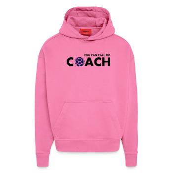 you can call me handball coach - Hoodie- made by SPREAD  - AURA PINK - Vorne - Dylan (187cm)