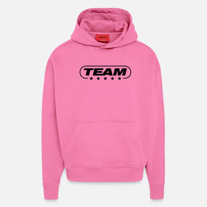 team_wq1 - Sweat à capuche bio épais oversize fabriqué en UE - AURA PINK