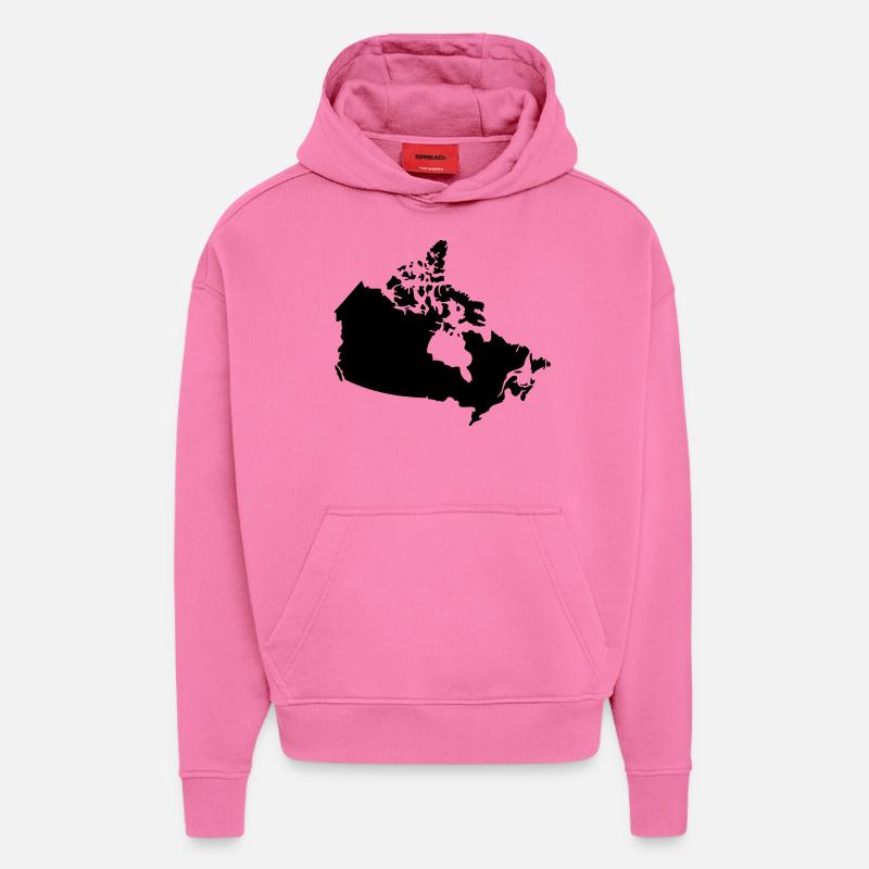 Canada Canada Carte - Sweat à capuche bio épais oversize fabriqué en UE - AURA PINK