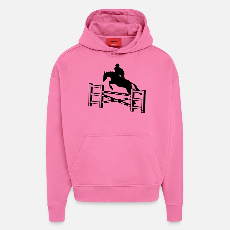 sauter de cheval obstacle_c1 - Sweat à capuche bio épais oversize fabriqué en UE - AURA PINK