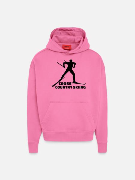 Cross country skiing - Sweat à capuche bio épais oversize fabriqué en UE - AURA PINK