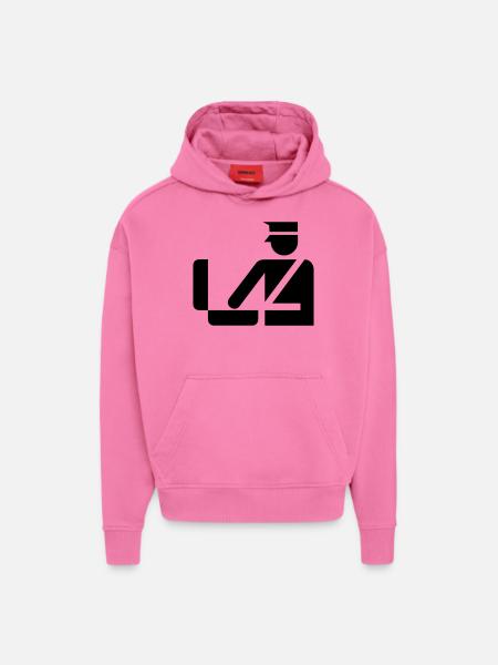 police - Sweat à capuche bio épais oversize fabriqué en UE - AURA PINK