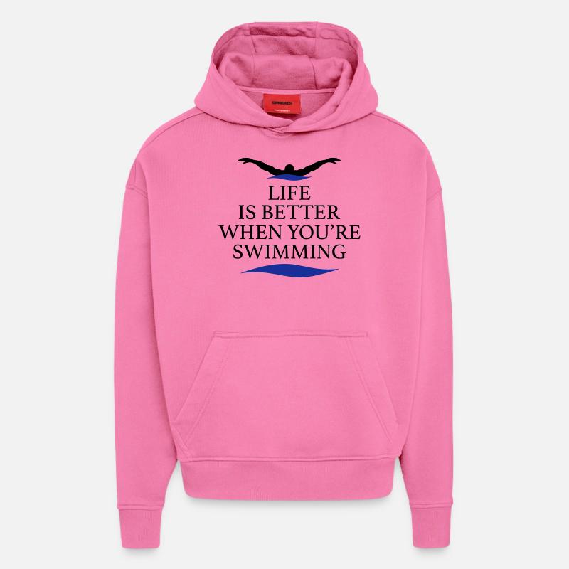 natation - Sweat à capuche bio épais oversize fabriqué en UE - AURA PINK