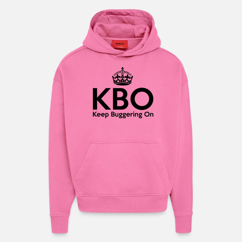 KBO - Keep Buggering on - Sweat à capuche bio épais oversize fabriqué en UE - AURA PINK