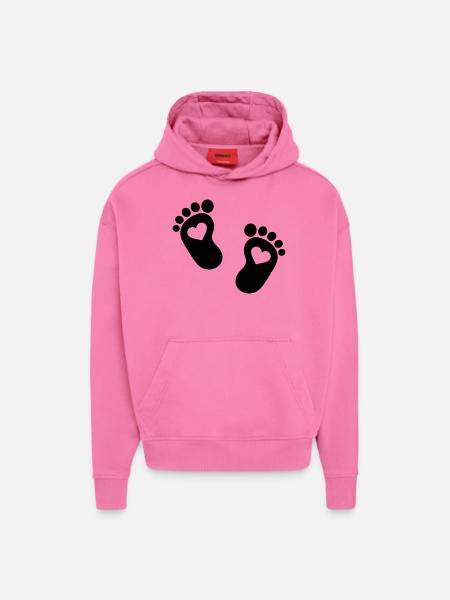 Bébé Pieds - Sweat à capuche bio épais oversize fabriqué en UE - AURA PINK