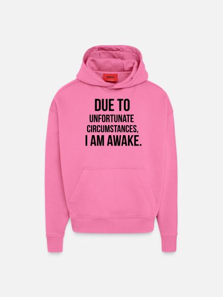 I am awake - Sweat à capuche bio épais oversize fabriqué en UE - AURA PINK