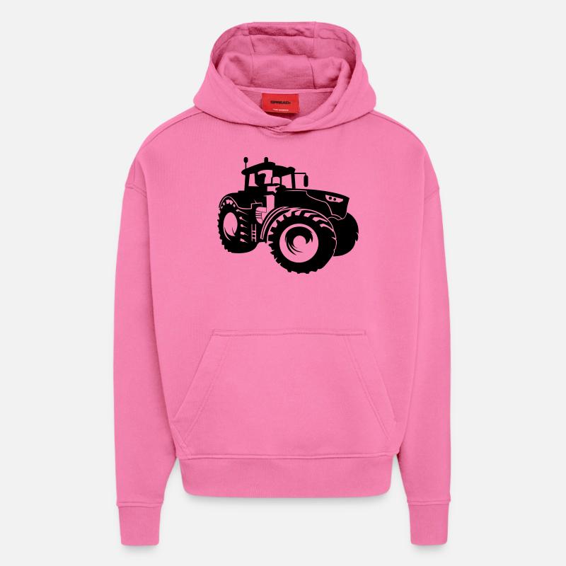 traktor - Sweat à capuche bio épais oversize fabriqué en UE - AURA PINK