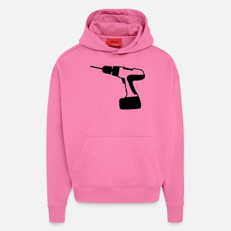 outils - Sweat à capuche bio épais oversize fabriqué en UE - AURA PINK