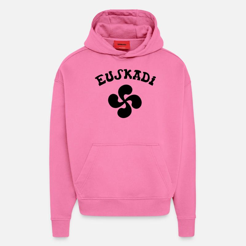 Croix Basque noir vectoriel - Sweat à capuche bio épais oversize fabriqué en UE - AURA PINK