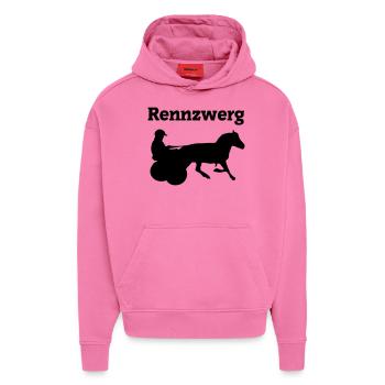 Rennzwerg, Shetty mit Gig, Minitraber - Hoodie- made by SPREAD  - AURA PINK - Vorne - Dylan (187cm)