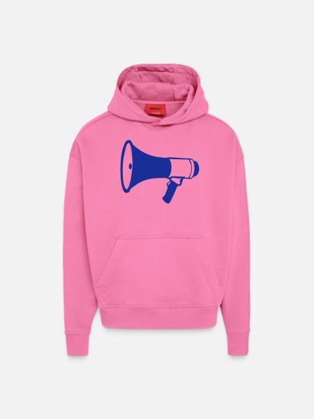 porte voix megaphone 2202 - Sweat à capuche bio épais oversize fabriqué en UE - AURA PINK