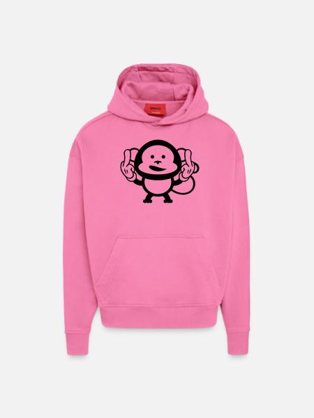 monkey middle finger design - Hoodie- made by SPREAD  - AURA PINK