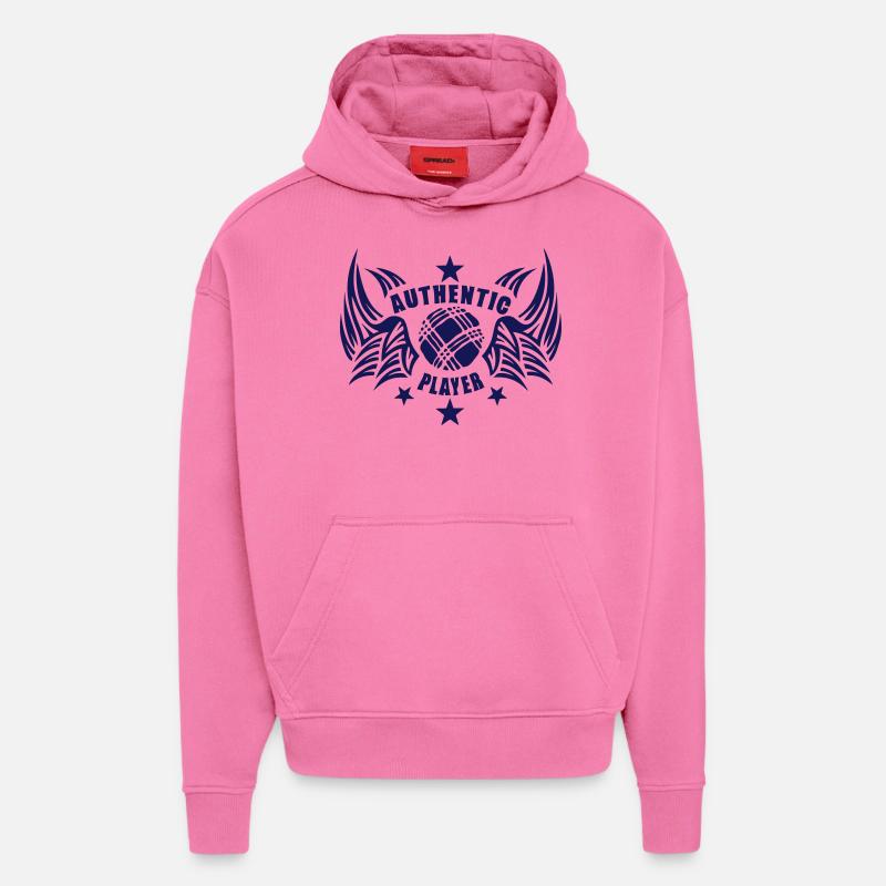 petanque authentic player boule 21107 - Sweat à capuche bio épais oversize fabriqué en UE - AURA PINK
