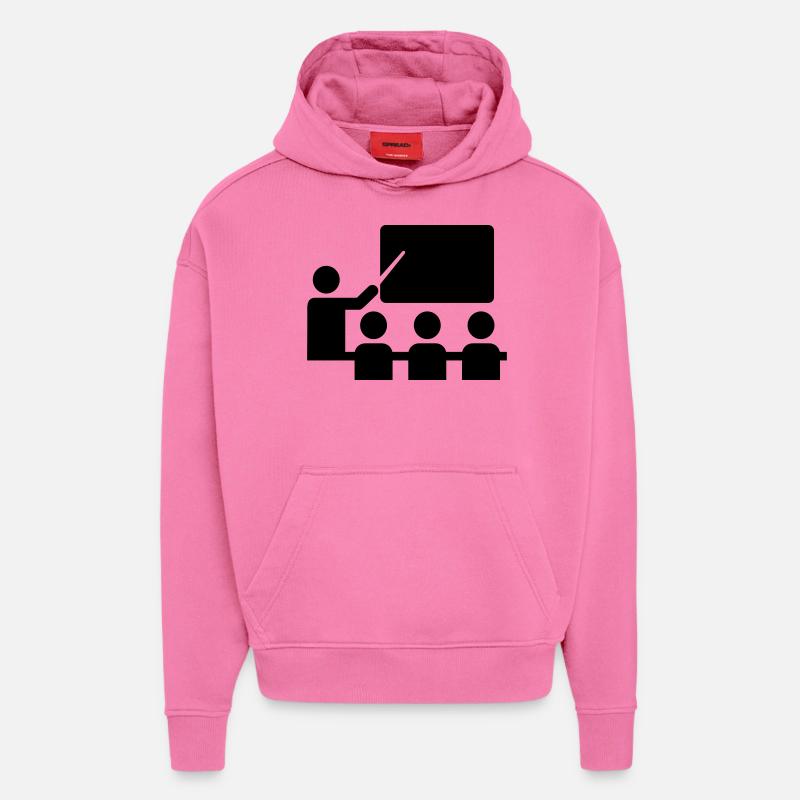 École - Sweat à capuche bio épais oversize fabriqué en UE - AURA PINK