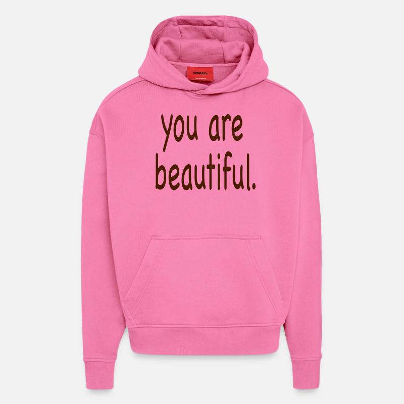 vous êtes belle. - Sweat à capuche bio épais oversize fabriqué en UE - AURA PINK
